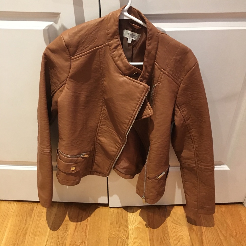 Camel colored faux leather jacket - Picture 2 of 4